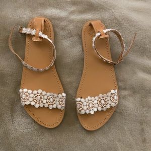 Handmade Greek bridal lace sandals - ideal for boho bridal, never worn. Sz 9